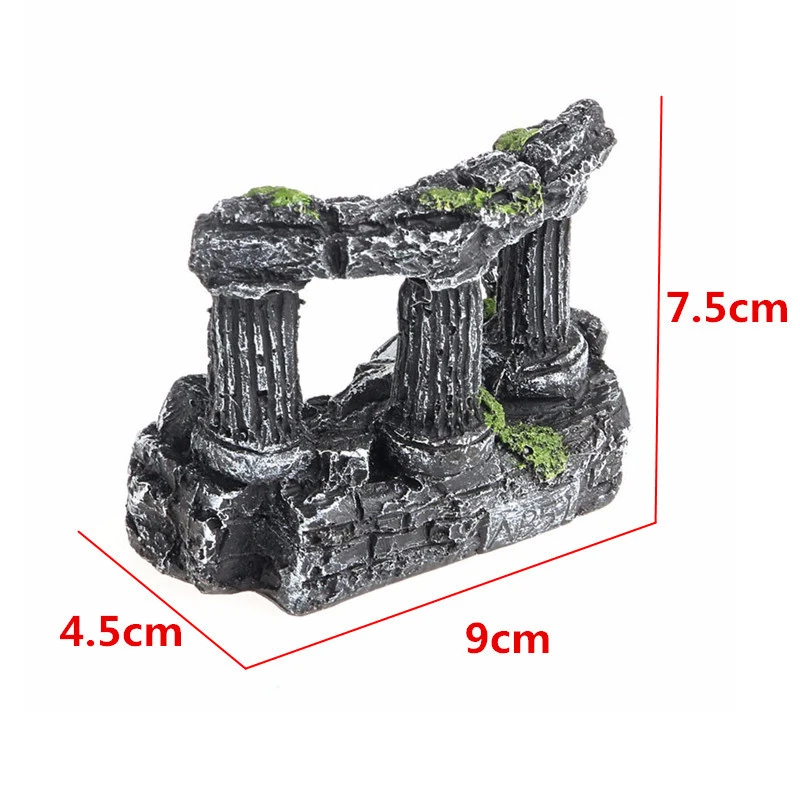 2 Resin Aquarium Roman Column Decoration Aquatic Artificial Ancient Ruins Column Decoration Fish Tank Stone Cave Rock Decor