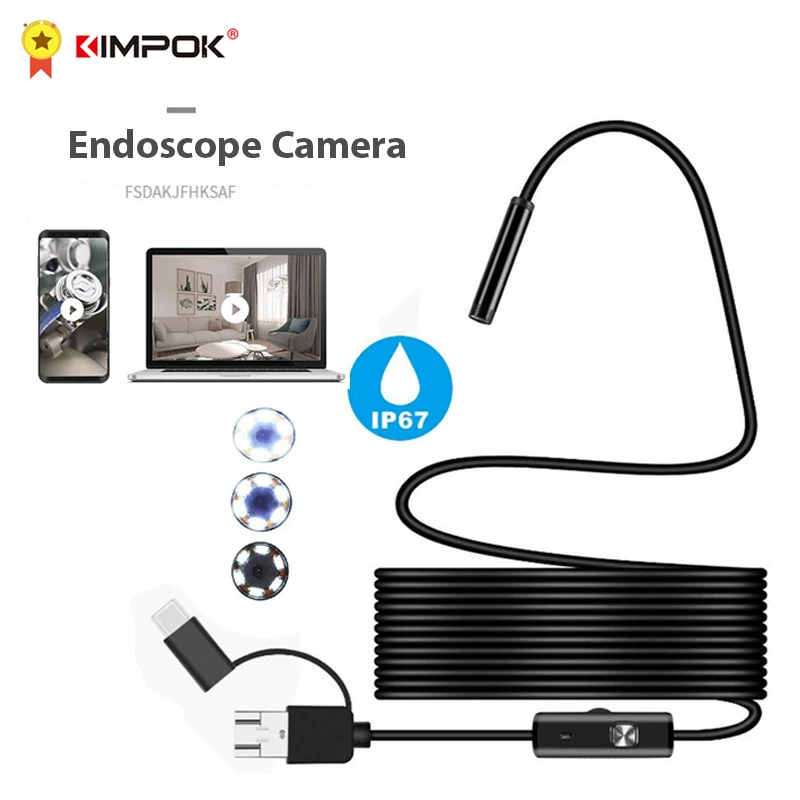 KIMPOK Wire Mini Endoscope Camera 3.5mm/5.5mm Lens for Android Type-C USB Borescopes Waterproof Led Lighting Inspection Camera
KIMPOK Wire Mini Endoscope Camera 3.5mm/5.5mm Lens for Android Type-C USB Borescopes Waterproof Led Lighting Inspection Camera