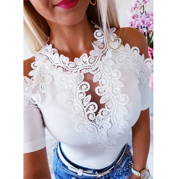 Women Summer Lace Top Short Sleeve T-Shirt Bandage Tee Shirt Femme Elegant Fashion T Shirt Off Shoulder Ladies Streetwear 
Women Summer Lace Top Short Sleeve T-Shirt Bandage Tee Shirt Femme Elegant Fashion T Shirt Off Shoulder Ladies Streetwear