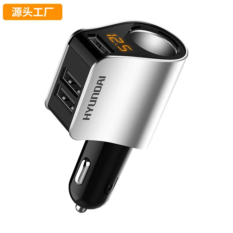 

Car Mounted Charger One plus Two Car Charger Car Cigarette Lighter Three USB Fast-Charging Electric Frequency Voltage Detection