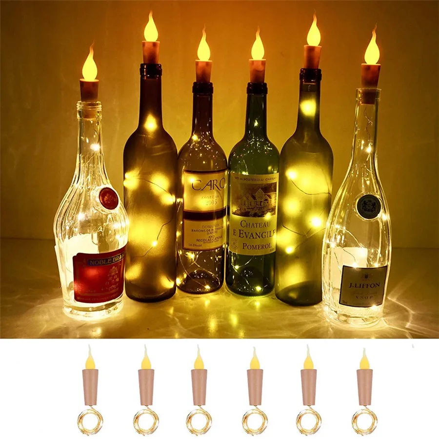 Thrisdar 10PCS 2M 20LEDS Candle Wine Bottle String Light Flame Cork Lamp DIY Party Wedding Valentine's Day Garland | Лампы и
