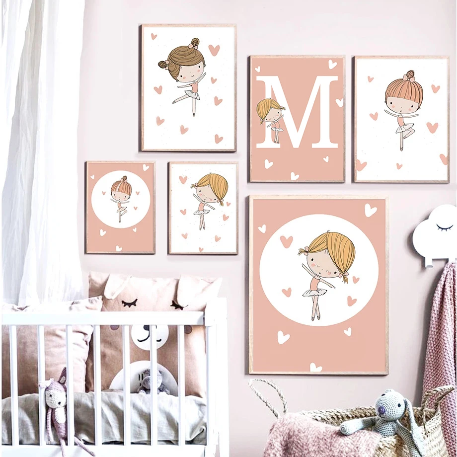 

Dropshipping Customize Girl Name Wall Art Poster Print Personalize Baby Name Canvas Painting Print Swan Dance Bedroom Pictures