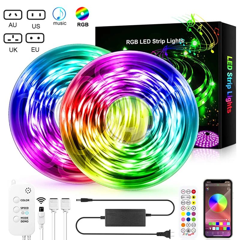 5/10/15M Bluetooth 5050 SMD Waterproof RGB Led Light Strip Flexible Ribbon RGB LED Light Tape DC 12V Backlight Bedroom Decoratio
5/10/15M Bluetooth 5050 SMD Waterproof RGB Led Light Strip Flexible Ribbon RGB LED Light Tape DC 12V Backlight Bedroom Decoratio