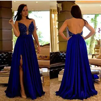 Elegant Arabic Evening Gowns Royal Blue High Slit Lace Evening Dress 2019 Low Back Prom Formal Dress Large Size Long Evening
Elegant Arabic Evening Gowns Royal Blue High Slit Lace Evening Dress 2019 Low Back Prom Formal Dress Large Size Long Evening