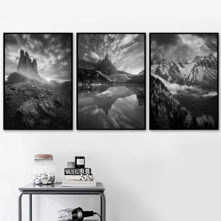 Poster Black and White Landscape Picture Canvas Moutain Lake Paintings for Home Design Frameless Wall Decor
Poster Black and White Landscape Picture Canvas Moutain Lake Paintings for Home Design Frameless Wall Decor
