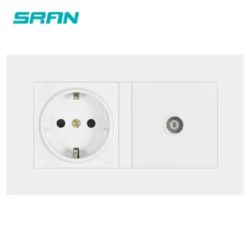 SRAN 16A Russia Spain EU Standard Power Socket Grounded With Female TV Jack Flame retardant PC panel Electric Outlet Plug
SRAN 16A Russia Spain EU Standard Power Socket Grounded With Female TV Jack Flame retardant PC panel Electric Outlet Plug