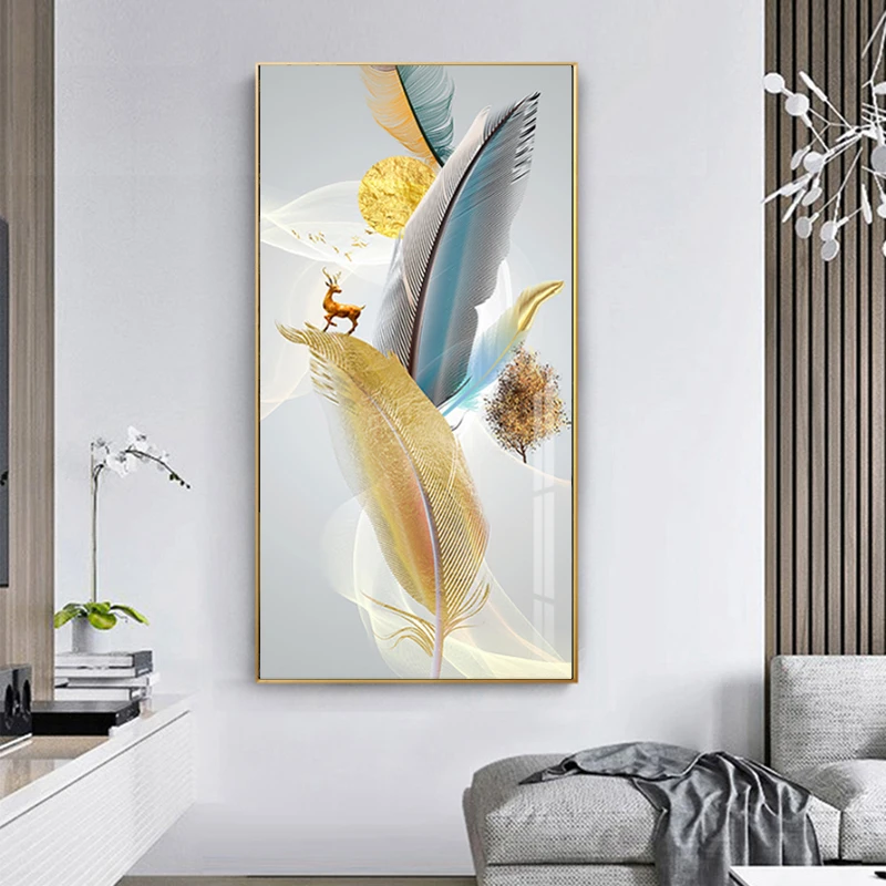 Nordic Abstract Colorful Feathers with Golden Deer Rich Tree Canvas Painting Wall Pictures for Living Room Cuadros Home Decor
Nordic Abstract Colorful Feathers with Golden Deer Rich Tree Canvas Painting Wall Pictures for Living Room Cuadros Home Decor