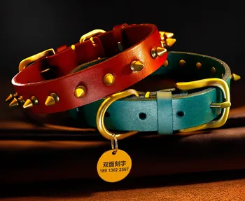 Spiked Dog Collar Pitbull Bulldog Genuine Leather 6 Size Small Large Dog Cat Rivet Collar Can Engraved 2 Sides ID Name Collar
Spiked Dog Collar Pitbull Bulldog Genuine Leather 6 Size Small Large Dog Cat Rivet Collar Can Engraved 2 Sides ID Name Collar