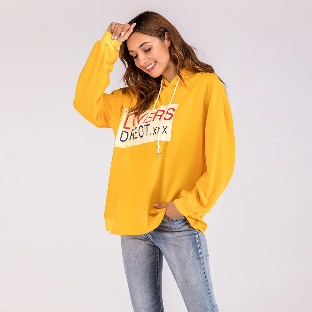 Hooded Sweatshirt female 2019 new casual loose sets of letters printed stitching versatile yellow Sweatshirt top autumn
Hooded Sweatshirt female 2019 new casual loose sets of letters printed stitching versatile yellow Sweatshirt top autumn