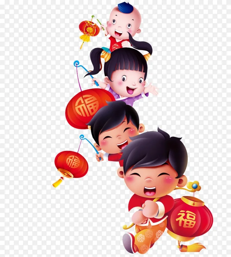 新年快乐!卡通形象徽章