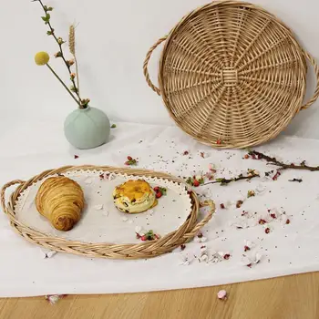 1PC Wicker Bread Basket Handmade Round Cracker Serving Tray With Insulation Pad And Handle For Serving Dinner Parties
1PC Wicker Bread Basket Handmade Round Cracker Serving Tray With Insulation Pad And Handle For Serving Dinner Parties