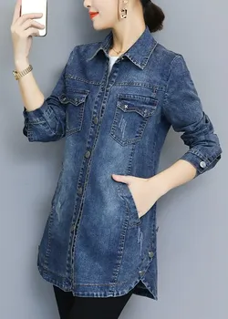 Fashion Women O-Neck Denim Coat Long Sleeve Button Blue Jacket Pockets Loose Casual Asymmetrical Jacket
Fashion Women O-Neck Denim Coat Long Sleeve Button Blue Jacket Pockets Loose Casual Asymmetrical Jacket