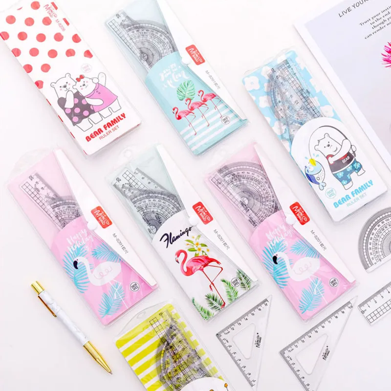 4PC / Set Lovely Stationery Ruler Triangle Set Ruler School Student Accessories Drawing Office Creation Building Protractor
4PC / Set Lovely Stationery Ruler Triangle Set Ruler School Student Accessories Drawing Office Creation Building Protractor