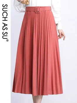 SUCH AS SU New 2020 Women Black Blue Green Orange red High Waist Pleated Skirt Summer Elastic waist Female Mid-Long Skirt
SUCH AS SU New 2020 Women Black Blue Green Orange red High Waist Pleated Skirt Summer Elastic waist Female Mid-Long Skirt