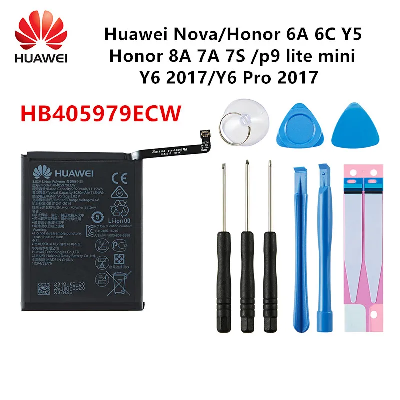 Оригинальный аккумулятор Hua Wei 100% HB405979ECW 3020 мАч для Huawei Nova Enjoy 6S Honor 6A 6C Y5 2017 p9 lite mini +