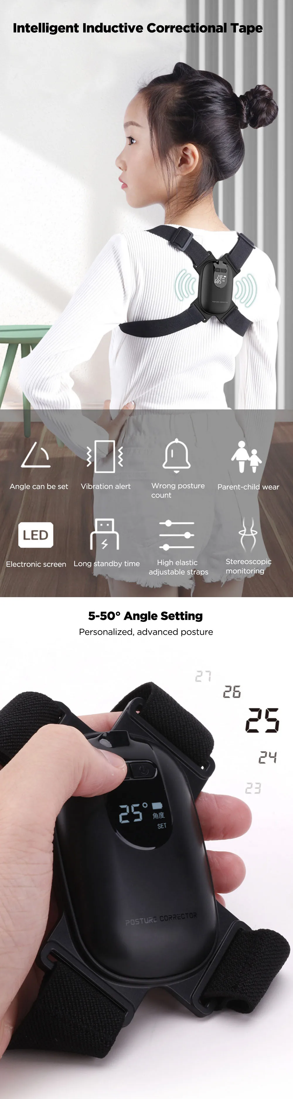 Corrector de postura inteligente, Corrector de postura jorobada, cinturón de entrenamiento de hombros, corrección de columna vertebral, soporte de espalda 7 Corrector de postura inteligente Corrector de postura inteligente, Corrector de postura jorobada, cinturón de entrenamiento de hombros, corrección de columna vertebral, soporte de espalda » Corrector de postura inteligente