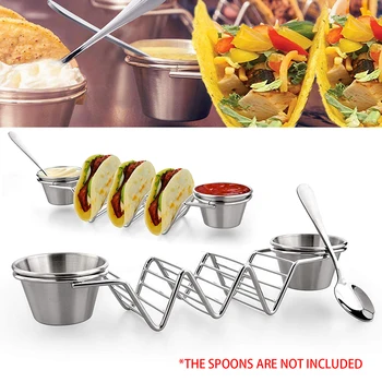 Taco Stand Up Holders Stylish Stainless Steel Taco Holder Stand with 2 Salad Cups 1 Set Kitchen Accessories
Taco Stand Up Holders Stylish Stainless Steel Taco Holder Stand with 2 Salad Cups 1 Set Kitchen Accessories