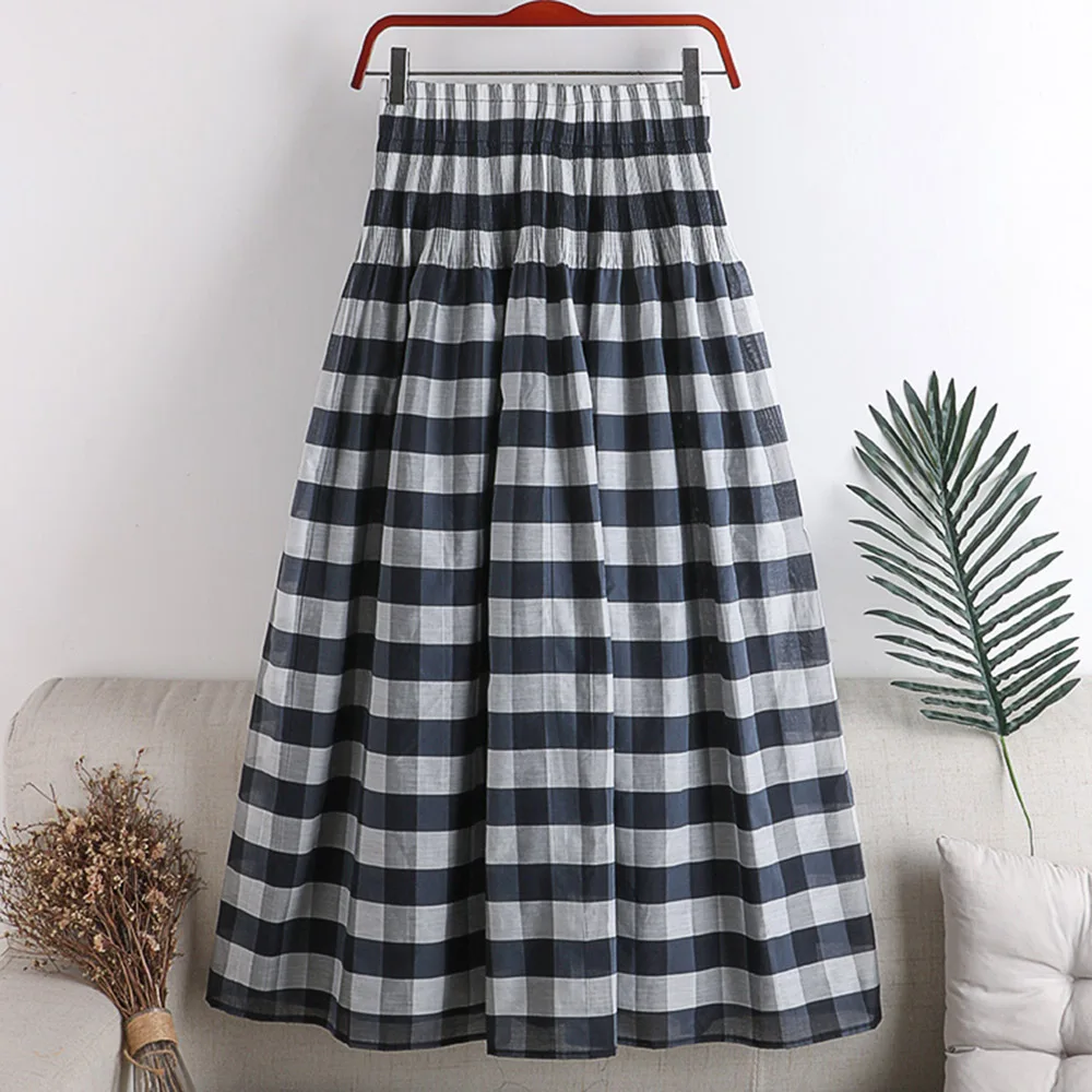 Women Plaid Skirt Japanese Style High Waist Elastic Waist Big Swing A-line Pleated Fashion Casual Female Mid-length Skirt
Women Plaid Skirt Japanese Style High Waist Elastic Waist Big Swing A-line Pleated Fashion Casual Female Mid-length Skirt