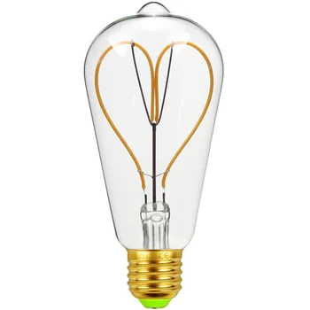 

TIANFAN Led Bulbs Vintage Light Bulb ST64 Edison Bulb 4W Dimmable Heart Filament Amber Clear 110V 220V Decorative Fancy Bulb