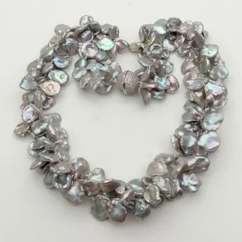 19" 3 Strands Cultured Grey Keshi Pearl Necklace
19" 3 Strands Cultured Grey Keshi Pearl Necklace