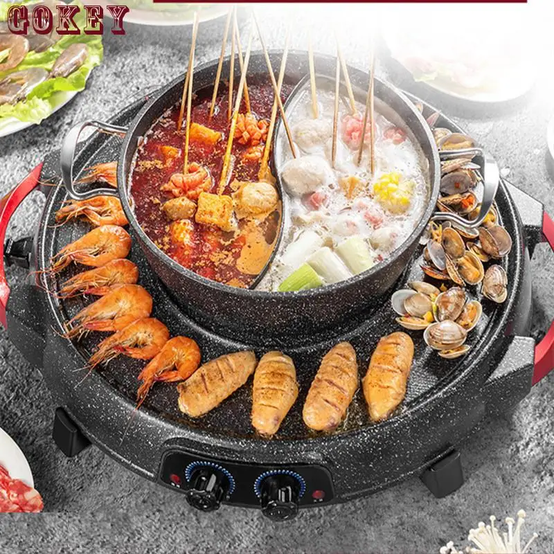 220V Electric Barbecue Grill Machine 2 In 1 Hotpot Non-stick Household Multi Cooker Pan Hot Pot Two Flaver 1683417
220V Electric Barbecue Grill Machine 2 In 1 Hotpot Non-stick Household Multi Cooker Pan Hot Pot Two Flaver 1683417
