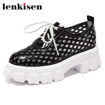 Lenkisen round toe high heels thick bottom platform lace up leisure brand shoes breathable young lady streetwear women pumps L15 
Lenkisen round toe high heels thick bottom platform lace up leisure brand shoes breathable young lady streetwear women pumps L15