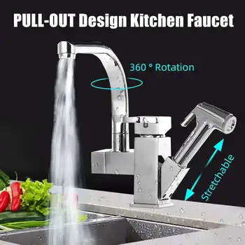 Copper 360 Rotation Kitchen Faucet Double Hole Wash Basin Sink Pull Out Swivel Hot Cold Water Taps Mixer Bathroom Hardware
Copper 360 Rotation Kitchen Faucet Double Hole Wash Basin Sink Pull Out Swivel Hot Cold Water Taps Mixer Bathroom Hardware