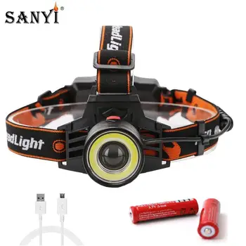 2 Sets LED Headlamp 4 Modes XM-L T6+COB Led Hunting Fishing Headlight USB Rechargeable 18650 Head Torch Zoomable Headlamps