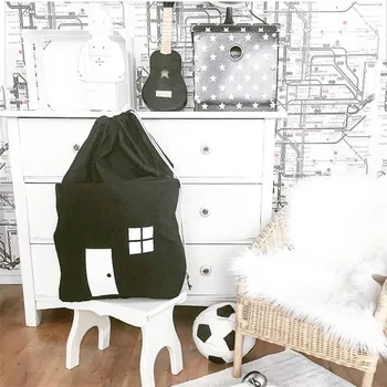 Creative Storage Bag Black and White Cotton Canvas Small House Home Children's Room Decoration Multi-purpose Debris Storage Bag
Creative Storage Bag Black and White Cotton Canvas Small House Home Children's Room Decoration Multi-purpose Debris Storage Bag