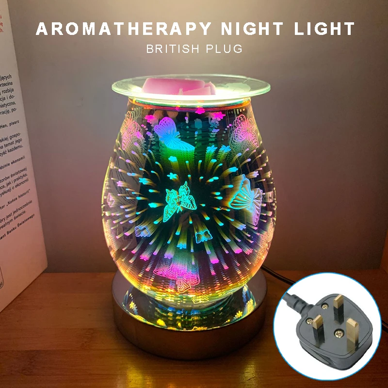 Фото Стеклянная 3d-лампа Mayitr для ароматерапии восковая горелка плавкий ночсветильник