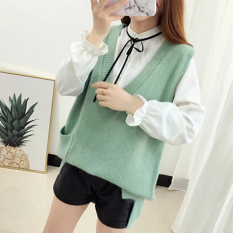 2019v Collar Sweater Vest Women's Autumn And Winter New Style Korean-style Loose-Fit Vest Sleeveless Yarn Waistcoat Sweater Wais
2019v Collar Sweater Vest Women's Autumn And Winter New Style Korean-style Loose-Fit Vest Sleeveless Yarn Waistcoat Sweater Wais