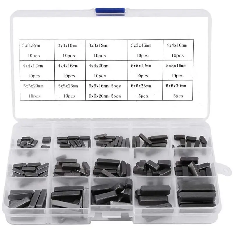 140Pcs Key Stock Assortment 10mm x12mmx 16mm x20mm x25mm x30mm Key Stock Keystock Round Ended Feather Key Parallel Drive Shaft K
140Pcs Key Stock Assortment 10mm x12mmx 16mm x20mm x25mm x30mm Key Stock Keystock Round Ended Feather Key Parallel Drive Shaft K