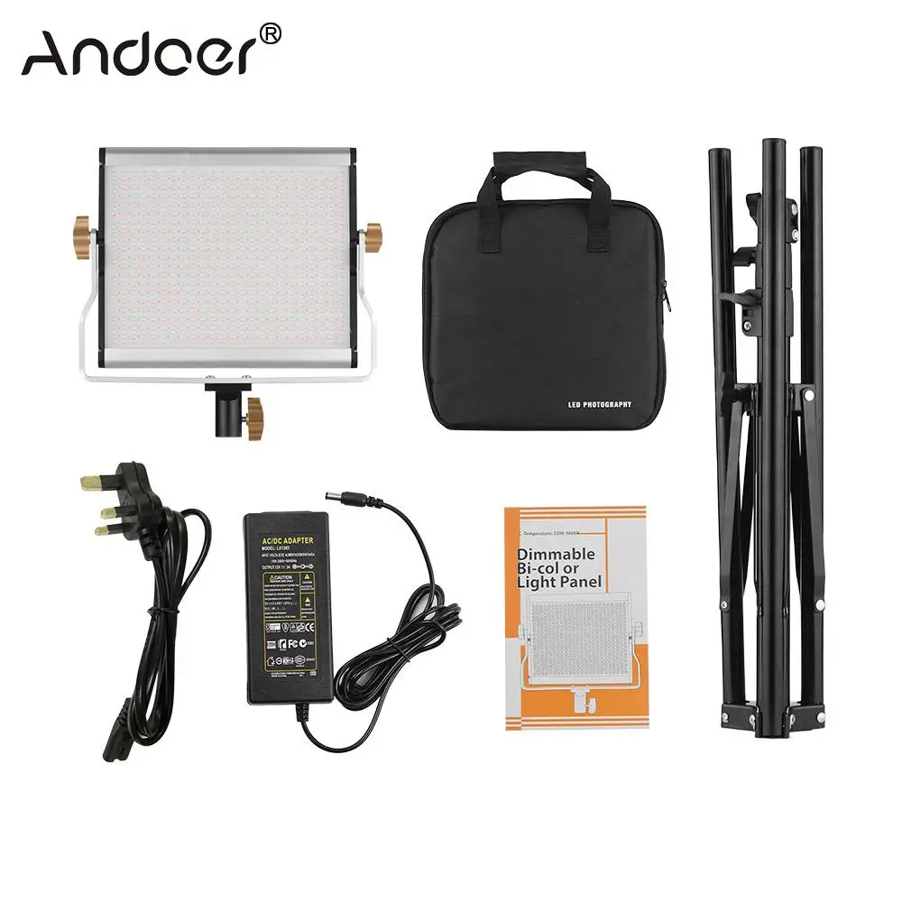 

Andoer CRI95+ Photo Studio Camera Video Light Fill-in Lamp Adjustable Brightness 3200-5600K Photography Lighting w/ Light Stand