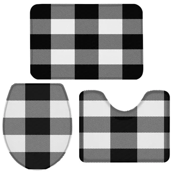 3 Pieces Bathroom Set Black And White Mosaic Grid Bath Set Toilet Cover Mat Pedestal Rug Non-Slip Bathroom Rug Set
3 Pieces Bathroom Set Black And White Mosaic Grid Bath Set Toilet Cover Mat Pedestal Rug Non-Slip Bathroom Rug Set