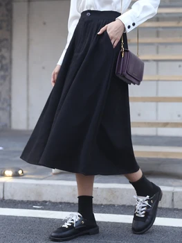 High Waist Ladies Skirt Casual Loose Solid A-line Skirt Women Korean Black Midi-long Skirt Harajuk 2020 Spring Summer Skirt Muje
High Waist Ladies Skirt Casual Loose Solid A-line Skirt Women Korean Black Midi-long Skirt Harajuk 2020 Spring Summer Skirt Muje