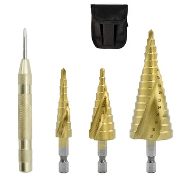 GTBL 4Pcs Titanium Straight Slot Step Drill with Pagoda-Shaped Hole Cutter in Aluminum Core Drill 
GTBL 4Pcs Titanium Straight Slot Step Drill with Pagoda-Shaped Hole Cutter in Aluminum Core Drill