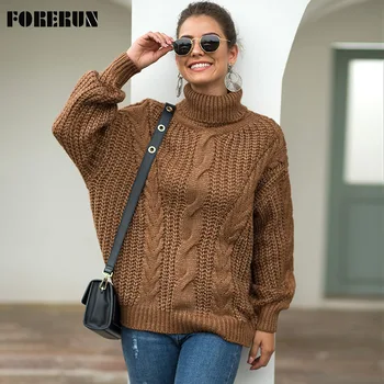 FORERUN Oversized Sweater Twisted Ribbed Turtleneck Pullovers Winter Thick Warm Solid Outwear -20 Centigrade
FORERUN Oversized Sweater Twisted Ribbed Turtleneck Pullovers Winter Thick Warm Solid Outwear -20 Centigrade