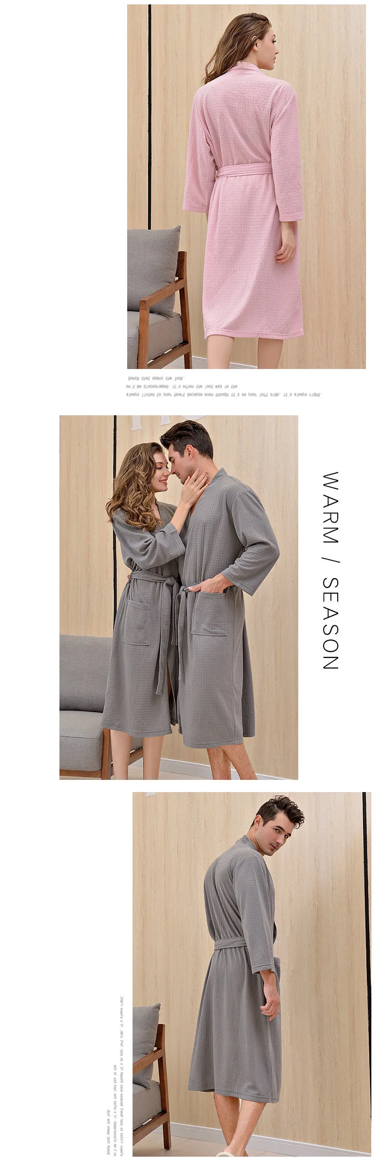 Spring Autumn Unisex Waufg Bathrobe Women's Thin Bathrobe Suction Water Fast Dry Pajamas Lovers's Home Gown Pink Sleeping Robe Spring Autumn Unisex Waufg Bathrobe Women's Thin Bathrobe Suction Water Fast Dry Pajamas Lovers's Home Gown Pink Sleeping Robe