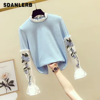 Hoodies New Fresh Flower Embroidered Horn Sleeve Stand Collar Pullover for Women Autumn Winter 2019 Casual Hoodie Sweatshirt
Hoodies New Fresh Flower Embroidered Horn Sleeve Stand Collar Pullover for Women Autumn Winter 2019 Casual Hoodie Sweatshirt