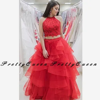 Two Piece Prom Dresses Graduation 2020 Red Lace Top and Tulle Skirt Women Long Tiered A Line Formal Evening Dress Gown
Two Piece Prom Dresses Graduation 2020 Red Lace Top and Tulle Skirt Women Long Tiered A Line Formal Evening Dress Gown