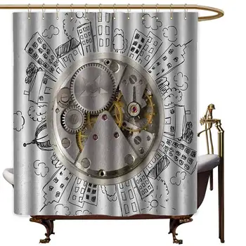 Clock Bathroom Shower Curtain an Alarm Clock with Clouds and Buildings Around It in Vintage Style Pattern Design Funny Shower
Clock Bathroom Shower Curtain an Alarm Clock with Clouds and Buildings Around It in Vintage Style Pattern Design Funny Shower
