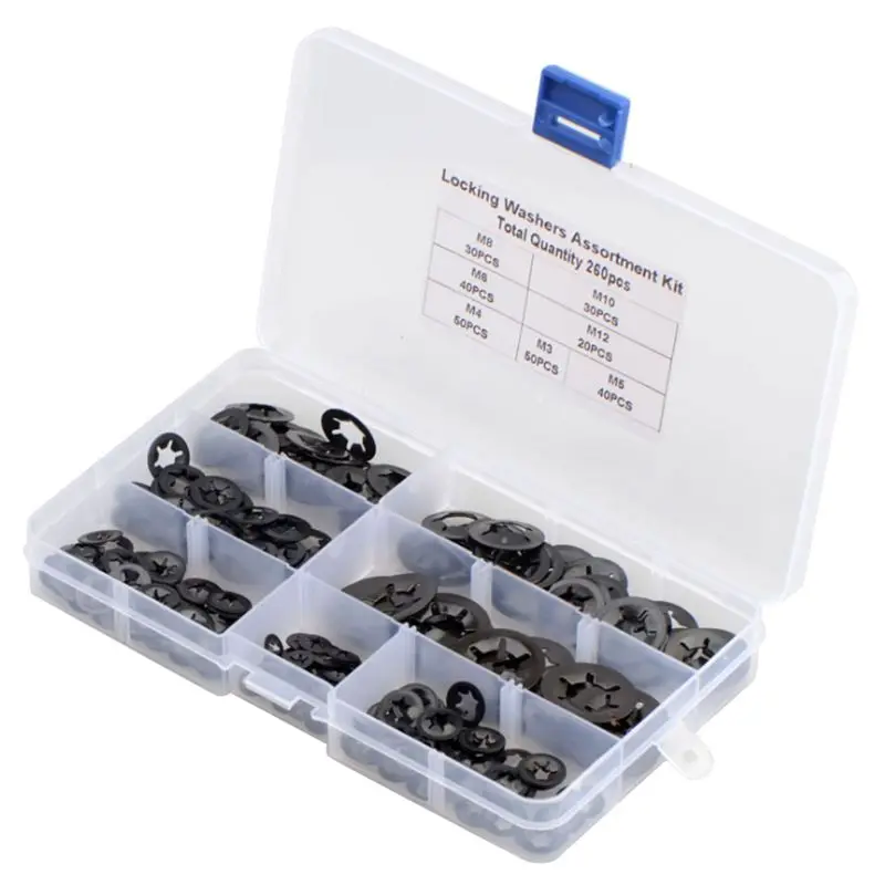 260PCS/Set Metal Starlock Push-on Locking Washer Fastener Star Nut Assorted Kit B95B
260PCS/Set Metal Starlock Push-on Locking Washer Fastener Star Nut Assorted Kit B95B