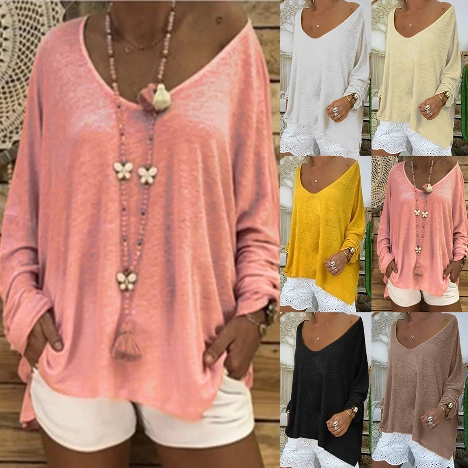 2020 Blouse Women Blusas Women's Casual V Neck Loose Longs Sleeve Pullover Tupper Blouse Tops blusas mujer de moda
2020 Blouse Women Blusas Women's Casual V Neck Loose Longs Sleeve Pullover Tupper Blouse Tops blusas mujer de moda