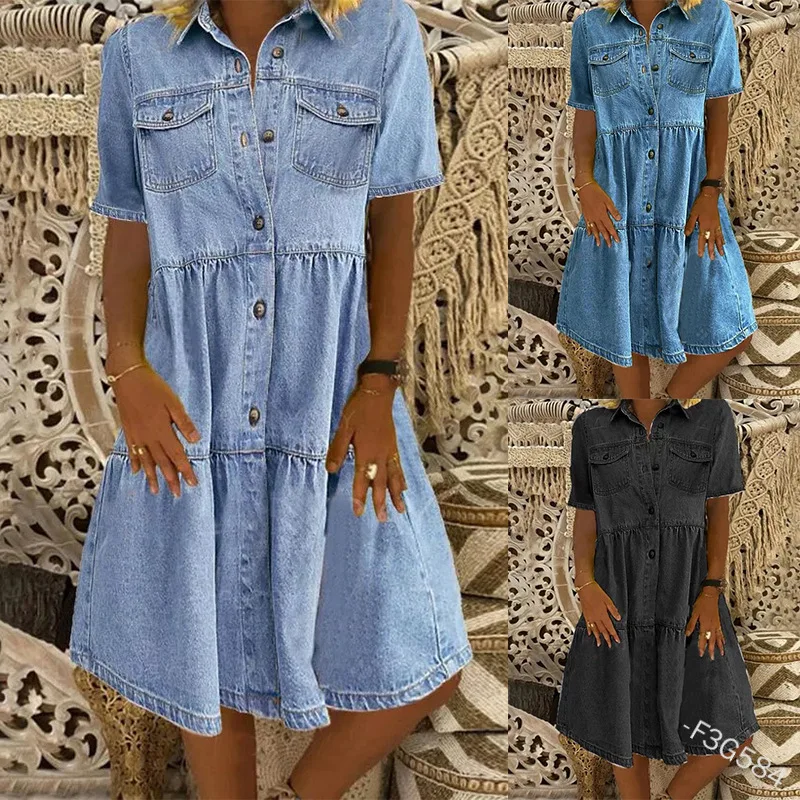WEPBEL Women Denim Dress Jeans Knee Length Summer New Washed Denim Loose Midi Dress High Waist Sexy Fashion Short Sleeve
WEPBEL Women Denim Dress Jeans Knee Length Summer New Washed Denim Loose Midi Dress High Waist Sexy Fashion Short Sleeve
