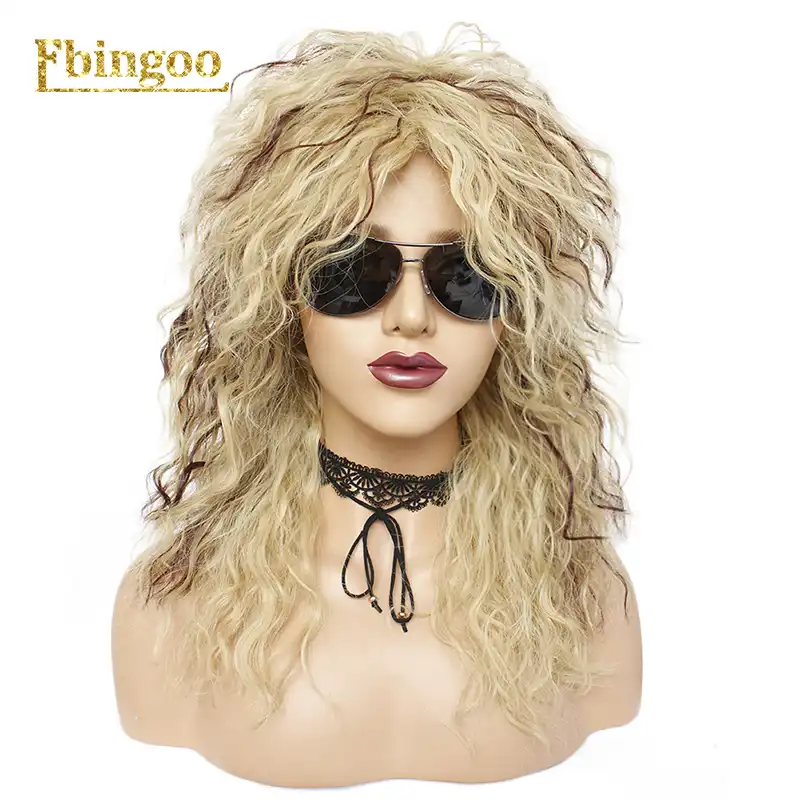 Ebingoo 70s 80s Disco Hallween Rocker Wig Long Kinky Curly