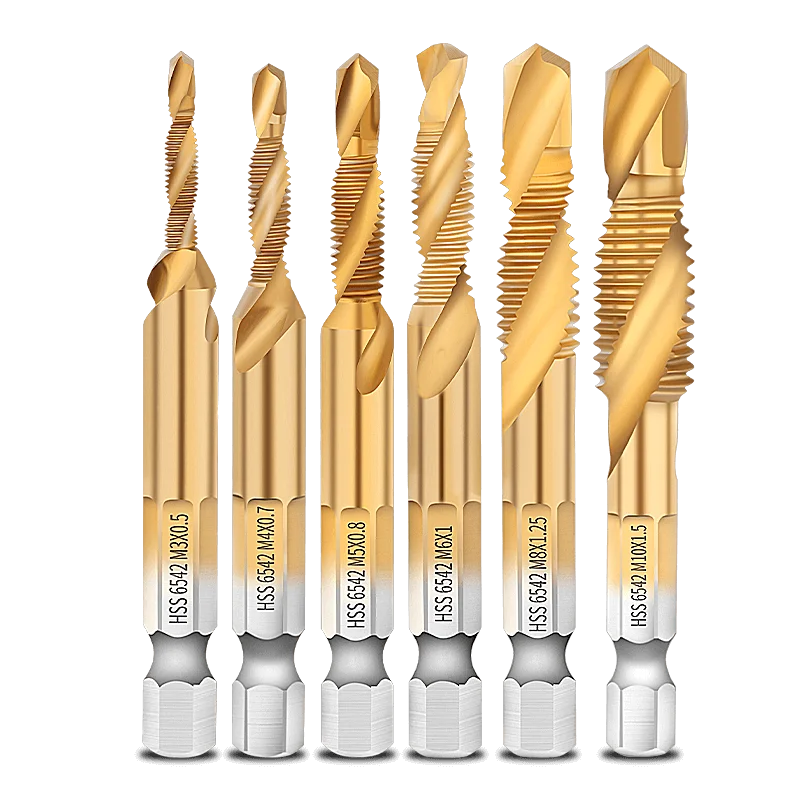 High Speed Steel Titanium Taps Screw Tap Threading Tool Machine Drilling Tapping and Chamfering Integrated Composite Tap Bit
High Speed Steel Titanium Taps Screw Tap Threading Tool Machine Drilling Tapping and Chamfering Integrated Composite Tap Bit