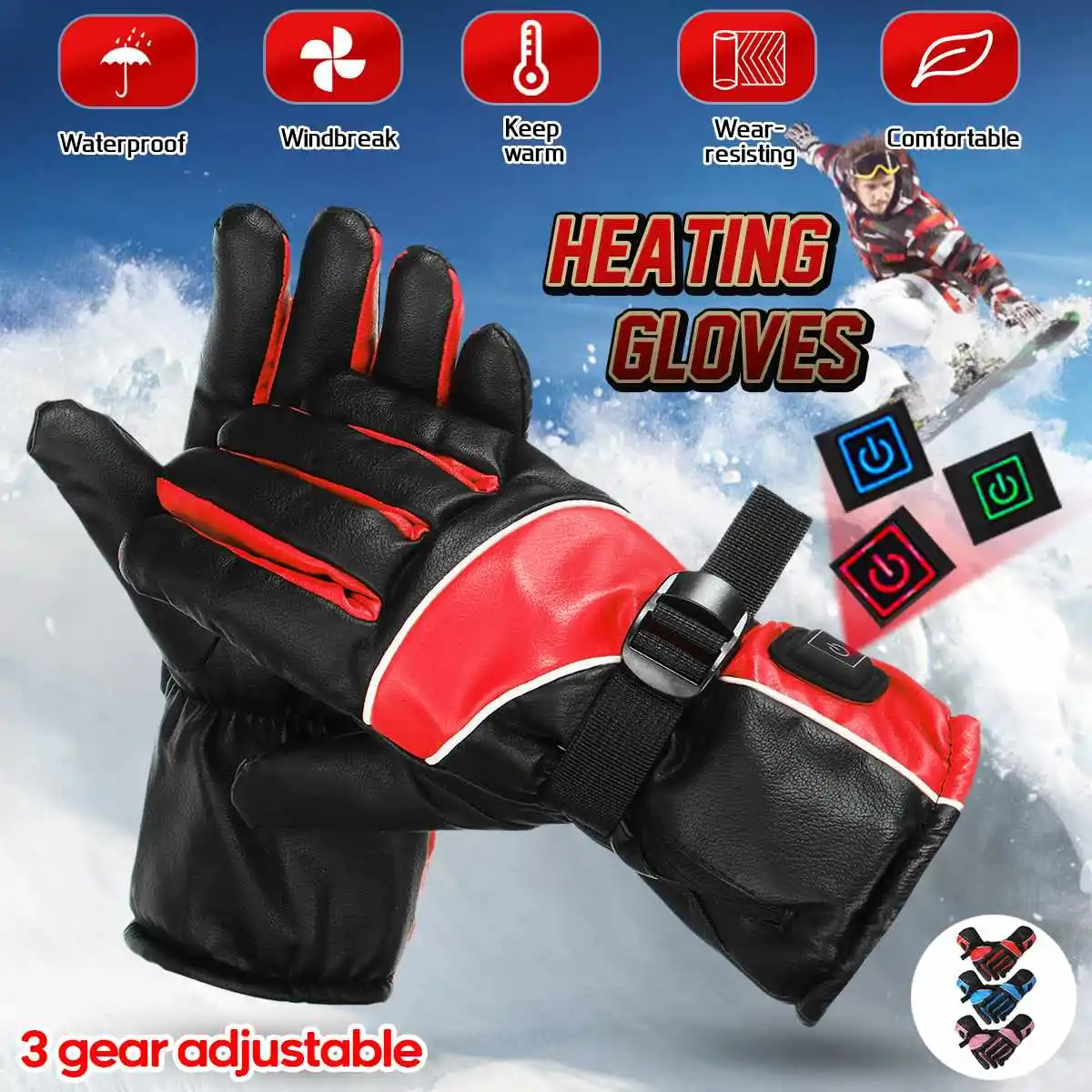Electric Heated Gloves Waterproof Windproof Cycling Warm Heating Screen Outdoor Thickening Fleece Heated Gloves Winter Gloves
Electric Heated Gloves Waterproof Windproof Cycling Warm Heating Screen Outdoor Thickening Fleece Heated Gloves Winter Gloves