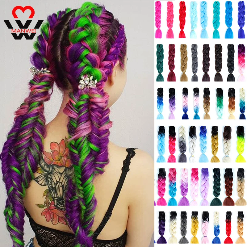 MANWEI24Inch Synthetic hair Braids Kanekalon Ombre Braiding Hair Extension Box Braid Hair Pink Purple Colors Crochet braids
MANWEI24Inch Synthetic hair Braids Kanekalon Ombre Braiding Hair Extension Box Braid Hair Pink Purple Colors Crochet braids