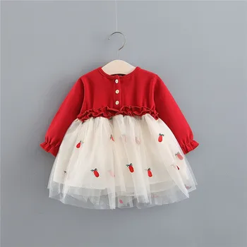 The girl's spring and autumn dress 2-year-old girl's red dress long sleeve cotton dress baby party dress tulle princess dress
The girl's spring and autumn dress 2-year-old girl's red dress long sleeve cotton dress baby party dress tulle princess dress