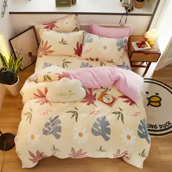 Bedding Set Snow Fleece Flannel Thickening Heavy A/B Double-sided Duvet Cover with Pillow Covers Flat Sheet Breathable and Soft
Bedding Set Snow Fleece Flannel Thickening Heavy A/B Double-sided Duvet Cover with Pillow Covers Flat Sheet Breathable and Soft